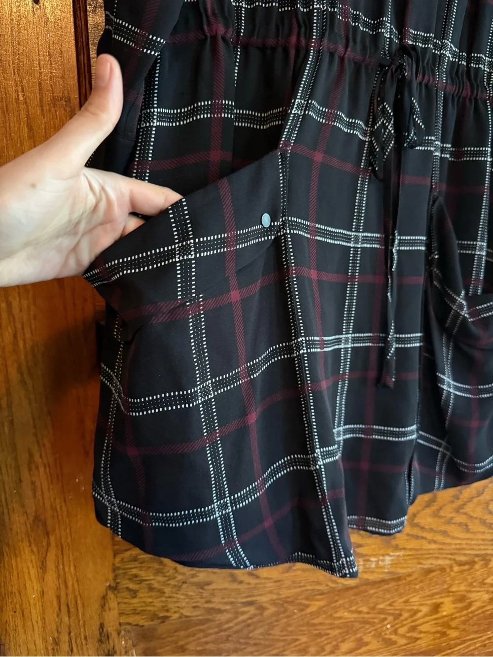 A.L.C. 100% Silk Plaid Dress Long Sleeve Dark Academia Collegiate Simona 10